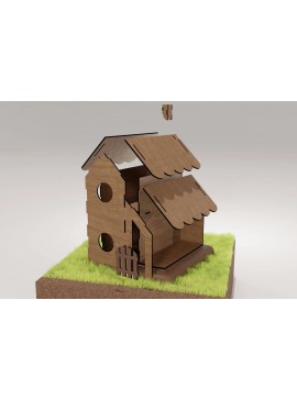 Σετ των 2 Intra απο ξύλο plywood  Χρώμα wenge 3mm-4mm πάχος - με λέιζερ DIY Birdhouse - Δίασταση 20x20 cm INTRAFABR-112888544