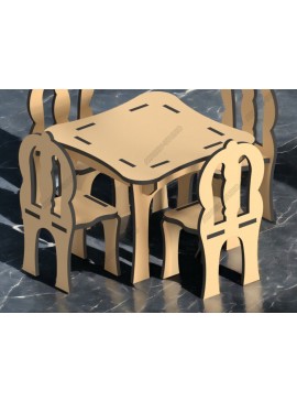 Σετ των 2 Intra απο ξύλο plywood  Χρώμα wenge 3mm-4mm πάχος - Σετ γραφείου και μίνι καρέκλας DIY Dollhouse Δίασταση 4x4 cm INTRAFABR-125095223