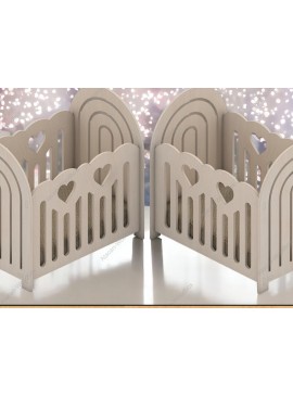 Σετ των 2 Intra απο ξύλο plywood  Χρώμα wenge 3mm-4mm πάχος - με λέιζερ DIY Mini Rainbow Cradle Δίασταση 4x4 cm INTRAFABR-104776817