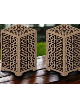 Σετ των 2 Intra απο ξύλο plywood  Χρώμα wenge 3mm-4mm πάχος - DIY Ξύλινα Φωτιστικά Επιτραπέζιου & Φαναριού Δίασταση 4x4 cm INTRAFABR-106333813