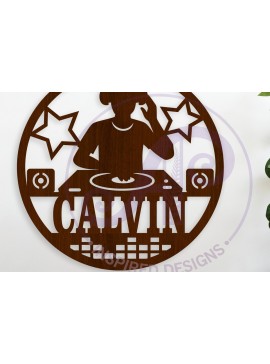 Intra απο ξύλο plywood  Χρώμα wenge 3mm-4mm πάχος - Όνομα DJ Wall Art Sign, Personalized Δίασταση 40x50 cm INTRAFABR-36575652