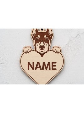 Σετ των 2 Intra απο ξύλο plywood  Χρώμα wenge 3mm-4mm πάχος - Μπρελόκ Doberman Dog Δίασταση 4x4 cm INTRAFABR-83720336