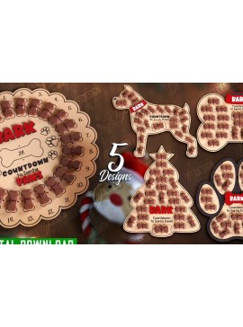 Σετ των 2 Intra απο ξύλο plywood  Χρώμα wenge 3mm-4mm πάχος - Πακέτο Ημερολογίου Advent Dog | Δώρο για κατοικίδια Δίασταση 15x15 cm INTRAFABR-17873900