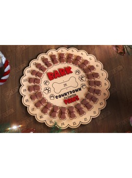 Σετ των 2 Intra απο ξύλο plywood  Χρώμα wenge 3mm-4mm πάχος - Ημερολόγιο Advent Dog | Δώρο για κατοικίδια | Λιχουδιές Δίασταση 15x15 cm INTRAFABR-98642080