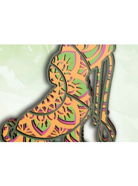 Intra απο ξύλο plywood  Χρώμα wenge 3mm-4mm πάχος - Dog and Leash , 4 Layers , Mandala Δίασταση 30x30 cm INTRAFABR-92148767