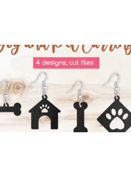 Σετ των 3 Intra απο ξύλο plywood  Χρώμα wenge 3mm-4mm πάχος - Σκουλαρίκια για σκυλάκια και κατοικίδια Cut Files Δίασταση 3x3 cm INTRAFABR-98597282