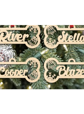 Σετ των 2 Intra απο ξύλο plywood  Χρώμα wenge 3mm-4mm πάχος - Laser Χριστουγεννιάτικο Στολίδι Σκύλου Δίασταση 6x6 cm INTRAFABR-110496965