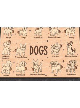 Intra απο ξύλο plywood  Χρώμα wenge 3mm-4mm πάχος - Dog Breeds Puzzle for Kids - Δίασταση 30x20 cm INTRAFABR-50097607