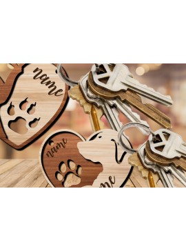 Σετ των 2 Intra απο ξύλο plywood  Χρώμα wenge 3mm-4mm πάχος - Πακέτο μπρελόκ καρδιάς για σκύλους και γάτας Δίασταση 4x4 cm INTRAFABR-122314291