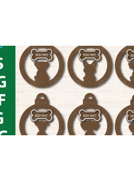 Σετ των 3 Intra απο ξύλο plywood  Χρώμα wenge 3mm-4mm πάχος - Πακέτο χριστουγεννιάτικων στολιδιών σκύλου Δίασταση 3x3 cm INTRAFABR-122314268