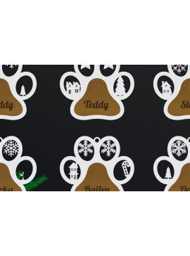 Σετ των 2 Intra απο ξύλο plywood  Χρώμα wenge 3mm-4mm πάχος - κοπής με λέιζερ Χριστουγεννιάτικο στολίδι σκύλου Δίασταση 6x6 cm INTRAFABR-122810259