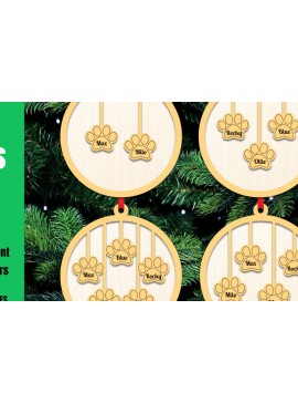 Σετ των 2 Intra απο ξύλο plywood  Χρώμα wenge 3mm-4mm πάχος - με λέιζερ Χριστουγεννιάτικο στολίδι σκύλου Δίασταση 2x4 cm INTRAFABR-122810271