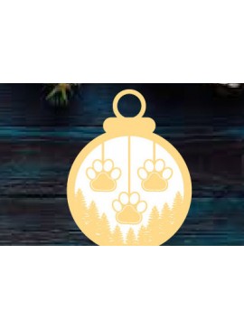 Σετ των 2 Intra απο ξύλο plywood  Χρώμα wenge 3mm-4mm πάχος - Χριστουγεννιάτικο στολίδι σκύλου ό λέιζερ τοίχου Δίασταση 6x6 cm INTRAFABR-122810310