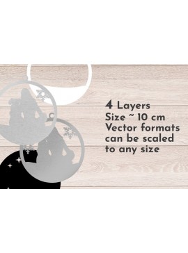 Σετ των 2 Intra απο ξύλο plywood  Χρώμα wenge 3mm-4mm πάχος - Χριστουγεννιάτικο στολίδι σκύλου 3D Layered Δίασταση 6x6 cm INTRAFABR-74269738