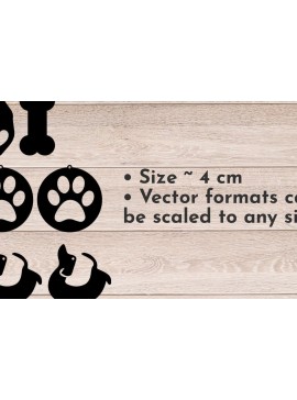 Σετ των 3 Intra απο ξύλο plywood  Χρώμα wenge 3mm-4mm πάχος - Dog Earrings , Dog Lovers Δίασταση 3x3 cm INTRAFABR-54483239