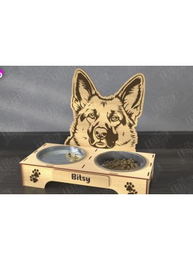 Σετ των 2 Intra απο ξύλο plywood  Χρώμα wenge 3mm-4mm πάχος - Βάση μπολ τροφής για σκύλους | Θήκη για μπολ φαγητού Δίασταση 20x20 cm INTRAFABR-118423992