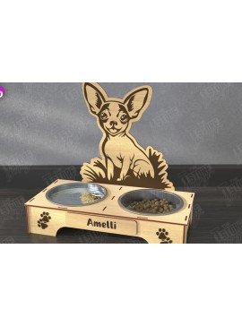 Σετ των 2 Intra απο ξύλο plywood  Χρώμα wenge 3mm-4mm πάχος - Βάση μπολ τροφής για σκύλους | Θήκη για μπολ φαγητού Δίασταση 20x20 cm INTRAFABR-42922108