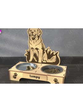 Σετ των 2 Intra απο ξύλο plywood  Χρώμα wenge 3mm-4mm πάχος - Βάση μπολ τροφής για σκύλους | Θήκη για μπολ φαγητού Δίασταση 20x20 cm INTRAFABR-70972791