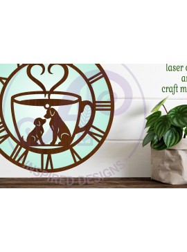 Intra απο ξύλο plywood  Χρώμα wenge 3mm-4mm πάχος - Dog Friendly Cafe Ρολόι τοίχου με λέιζερ Δίασταση 30x20 cm INTRAFABR-103878299