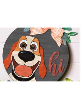 Σετ των 2 Intra απο ξύλο plywood  Χρώμα wenge 3mm-4mm πάχος - Dog Hi , Pet Layered Door Sign DXF Δίασταση 20x20 cm INTRAFABR-90819221