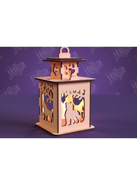 Σετ των 2 Intra απο ξύλο plywood  Χρώμα wenge 3mm-4mm πάχος - Φανάρι σκύλου | 3D Night Light | Κατοικία Κατοικίδια Δίασταση 20x20 cm INTRAFABR-92399593