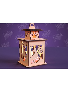 Σετ των 2 Intra απο ξύλο plywood  Χρώμα wenge 3mm-4mm πάχος - Φανάρι σκύλου | 3D Night Light | Κατοικία Κατοικίδια Δίασταση 20x20 cm INTRAFABR-66970184