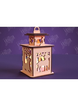 Σετ των 2 Intra απο ξύλο plywood  Χρώμα wenge 3mm-4mm πάχος - Φανάρι σκύλου | 3D Night Light | Κατοικία Κατοικίδια Δίασταση 20x20 cm INTRAFABR-100840847