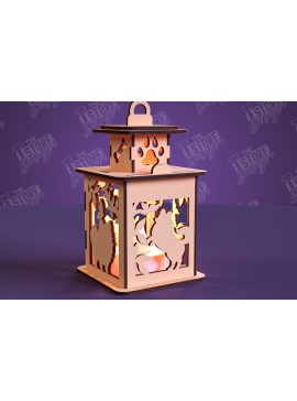 Σετ των 2 Intra απο ξύλο plywood  Χρώμα wenge 3mm-4mm πάχος - Φανάρι σκύλου | 3D Night Light | Κατοικία Κατοικίδια Δίασταση 20x20 cm INTRAFABR-100844684