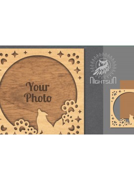 Intra απο ξύλο plywood  Χρώμα wenge 3mm-4mm πάχος - Κορνίζα φωτογραφιών κοπής με λέιζερ σκύλου 1 Δίασταση 20x25 cm INTRAFABR-31518871