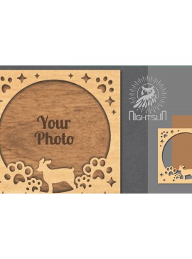 Intra απο ξύλο plywood  Χρώμα wenge 3mm-4mm πάχος - Κορνίζα φωτογραφιών κοπής με λέιζερ σκύλου 2 Δίασταση 20x25 cm INTRAFABR-31520911