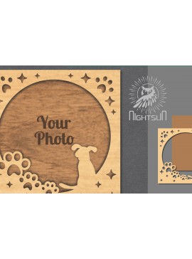 Intra απο ξύλο plywood  Χρώμα wenge 3mm-4mm πάχος - Κορνίζα φωτογραφιών κοπής με λέιζερ σκύλου 3 Δίασταση 20x25 cm INTRAFABR-31521099