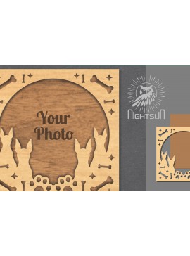 Intra απο ξύλο plywood  Χρώμα wenge 3mm-4mm πάχος - Κορνίζα φωτογραφιών κοπής με λέιζερ σκύλου 6 Δίασταση 20x25 cm INTRAFABR-122457517