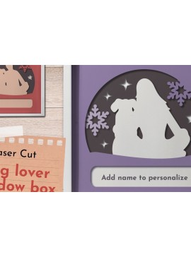 Σετ των 2 Intra απο ξύλο plywood  Χρώμα wenge 3mm-4mm πάχος - Dog Lover Shadow Box, Puppy Christmas Δίασταση 9x9 cm INTRAFABR-101963675