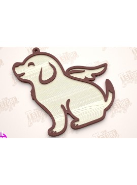 Σετ των 2 Intra απο ξύλο plywood  Χρώμα wenge 3mm-4mm πάχος - Στολίδι Μνήμης Σκύλου | Σκύλος Άγγελος | CNC Δίασταση 6x6 cm INTRAFABR-102191261