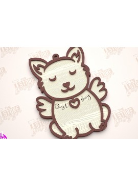 Σετ των 2 Intra απο ξύλο plywood  Χρώμα wenge 3mm-4mm πάχος - Στολίδι Μνήμης Σκύλου | Σκύλος Άγγελος | CNC Δίασταση 6x6 cm INTRAFABR-102199256