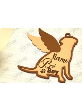 Σετ των 2 Intra απο ξύλο plywood  Χρώμα wenge 3mm-4mm πάχος - Στολίδι Μνήμης Σκύλου | Φτερά Αγγέλου |CNC Δίασταση 6x6 cm INTRAFABR-120218041