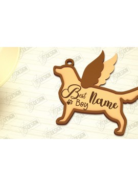 Σετ των 2 Intra απο ξύλο plywood  Χρώμα wenge 3mm-4mm πάχος - Στολίδι Μνήμης Σκύλου | Φτερά Αγγέλου |CNC Δίασταση 6x6 cm INTRAFABR-120218042