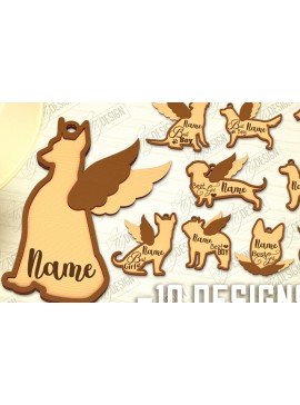 Σετ των 2 Intra απο ξύλο plywood  Χρώμα wenge 3mm-4mm πάχος - Δέσμη κοπής λέιζερ στολίδι αναμνηστικού σκύλου Δίασταση 6x6 cm INTRAFABR-32244071