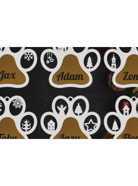 Σετ των 2 Intra απο ξύλο plywood  Χρώμα wenge 3mm-4mm πάχος - Στολίδι με όνομα σκύλου Bundle Δίασταση 6x6 cm INTRAFABR-122134471