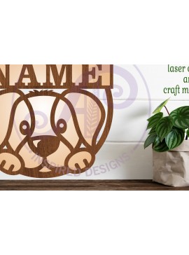 Intra απο ξύλο plywood  Χρώμα wenge 3mm-4mm πάχος - Πρότυπο κοπής λέιζερ Sin Name Dog Δίασταση 30x20 cm INTRAFABR-122134475