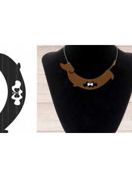 Σετ των 2 Intra απο ξύλο plywood  Χρώμα wenge 3mm-4mm πάχος - Κρεμαστό κολιέ σκύλου Κρεμαστό Laser Δίασταση 5x5 cm INTRAFABR-122134504