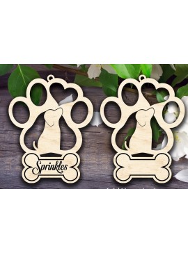 Σετ των 2 Intra απο ξύλο plywood  Χρώμα wenge 3mm-4mm πάχος - Στολίδι σκύλου με σποτ για όνομα Δίασταση 6x6 cm INTRAFABR-117715730