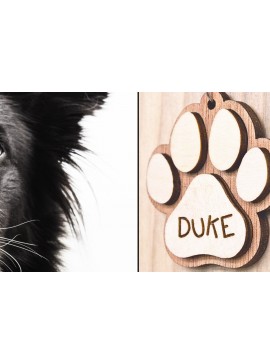 Σετ των 2 Intra απο ξύλο plywood  Χρώμα wenge 3mm-4mm πάχος - Μπρελόκ με πόδι σκύλου με πρότυπο κόλλησης Δίασταση 4x4 cm INTRAFABR-104535507