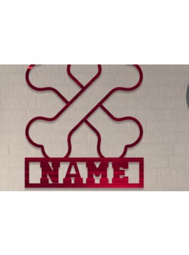 Intra απο ξύλο plywood  Χρώμα wenge 3mm-4mm πάχος - Σήμα ονόματος ποδιού σκύλου Δίασταση 30x20 cm INTRAFABR-112120212