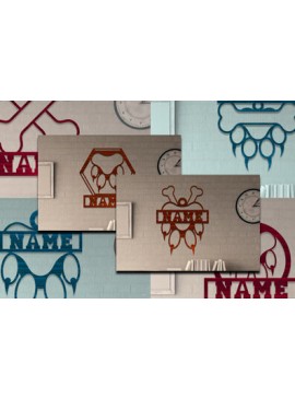 Intra απο ξύλο plywood  Χρώμα wenge 3mm-4mm πάχος - Σύμβολο ονόματος ποδιού σκύλου Δέσμη κοπής με λέιζερ Δίασταση 30x20 cm INTRAFABR-96283561