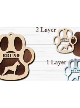 Σετ των 2 Intra απο ξύλο plywood  Χρώμα wenge 3mm-4mm πάχος - Στολίδι για πόδι σκύλου Boxer Δίασταση 4x4 cm INTRAFABR-114392541