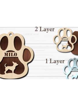 Σετ των 2 Intra απο ξύλο plywood  Χρώμα wenge 3mm-4mm πάχος - Στολίδι με πόδια σκύλου Τσιουάουα Δίασταση 4x4 cm INTRAFABR-95353500