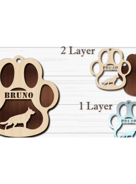 Σετ των 2 Intra απο ξύλο plywood  Χρώμα wenge 3mm-4mm πάχος - Στολίδι για πόδι σκύλου Sheepdog Δίασταση 4x4 cm INTRAFABR-104129088