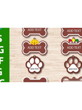 Σετ των 3 Intra απο ξύλο plywood  Χρώμα wenge 3mm-4mm πάχος - Χριστουγεννιάτικο στολίδι Dog Paw Pet Δίασταση 3x3 cm INTRAFABR-94702393