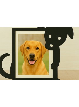 Σετ των 2 Intra απο ξύλο plywood  Χρώμα wenge 3mm-4mm πάχος - κοπής με λέιζερ Κορνίζα φωτογραφιών σκύλου Δίασταση 4x4 cm INTRAFABR-124401902